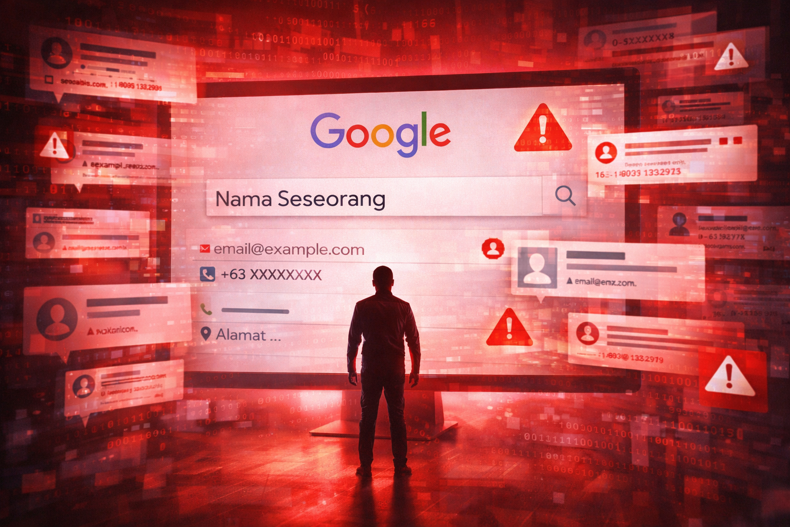ilustrasi data pribadi bocor dan muncul di pencarian google
